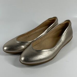 Naturalizer Vivienne Metallic Gold Ballet Flats Womens 5.5 Round Toe Slip On